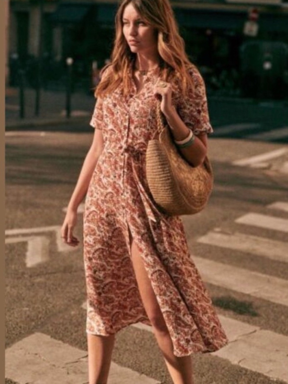 Sezane Adele Shirt dress in Paisley Riviera size 38